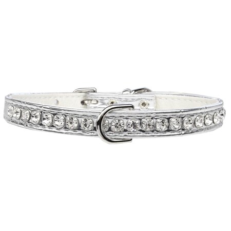 Mirage Pet Products Beverly Style Rhinestone Designer Croc Dog CollarSilver Size 8 82-19-SVC8